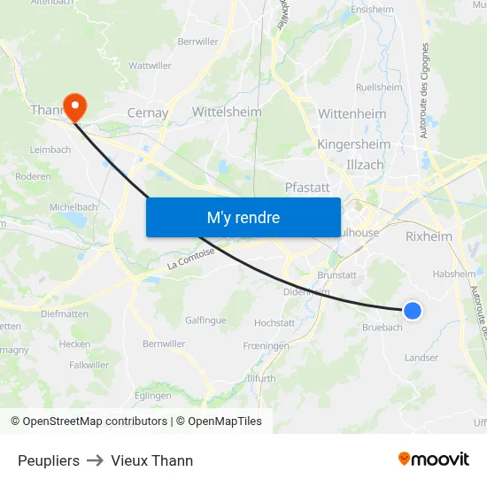 Peupliers to Vieux Thann map