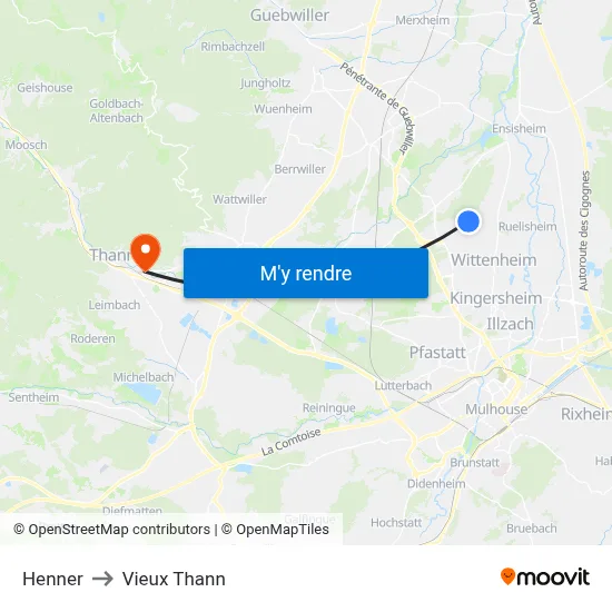 Henner to Vieux Thann map