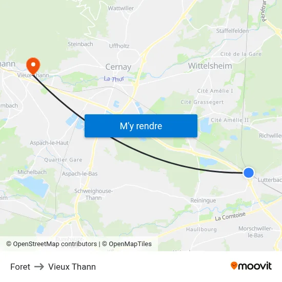 Foret to Vieux Thann map