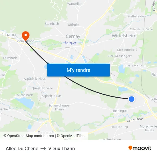 Allee Du Chene to Vieux Thann map