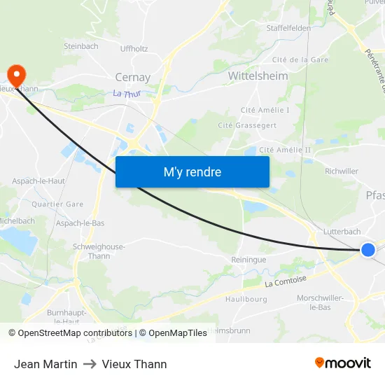 Jean Martin to Vieux Thann map