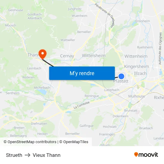 Strueth to Vieux Thann map
