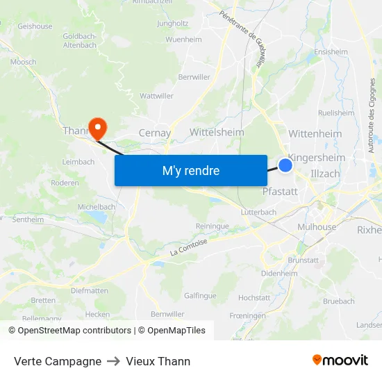 Verte Campagne to Vieux Thann map