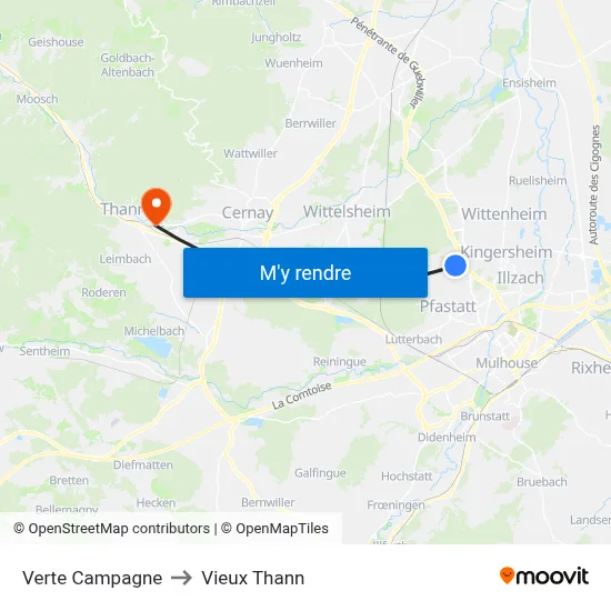 Verte Campagne to Vieux Thann map