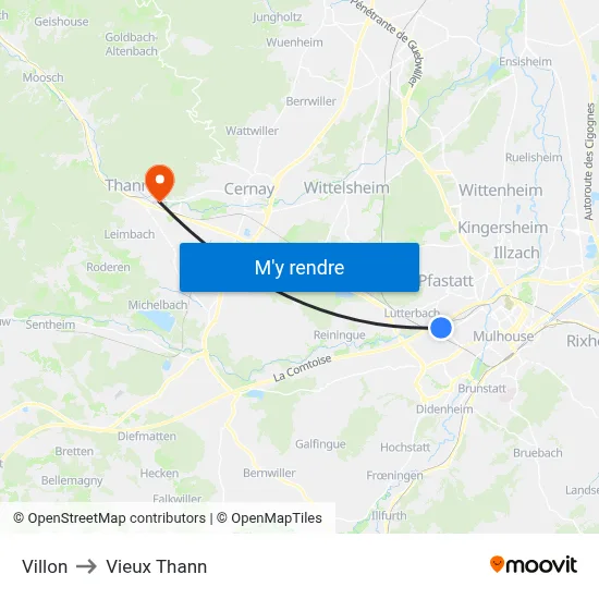 Villon to Vieux Thann map