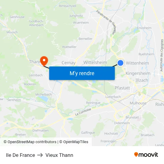 Ile De France to Vieux Thann map