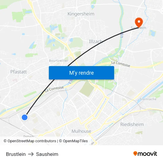 Brustlein to Sausheim map