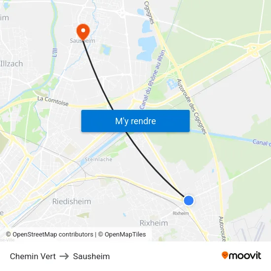 Chemin Vert to Sausheim map