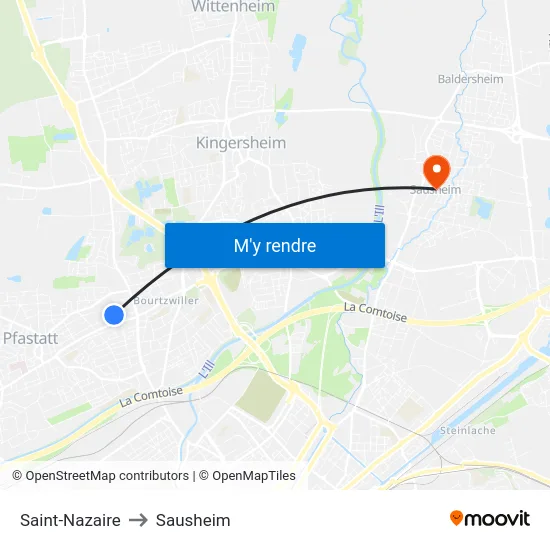 Saint-Nazaire to Sausheim map