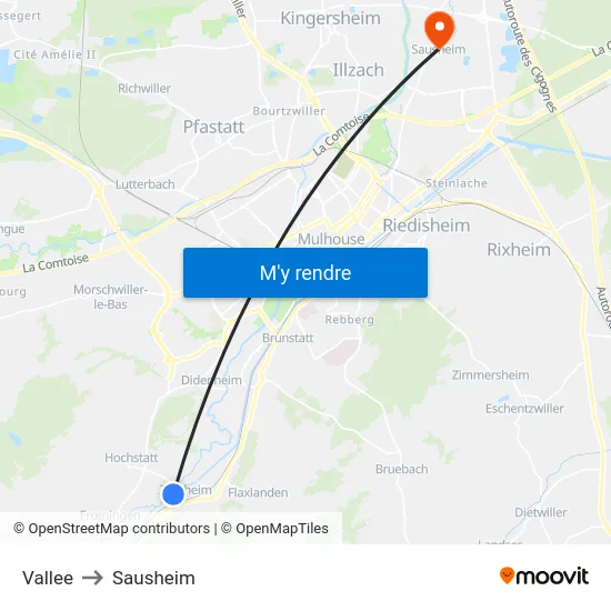 Vallee to Sausheim map