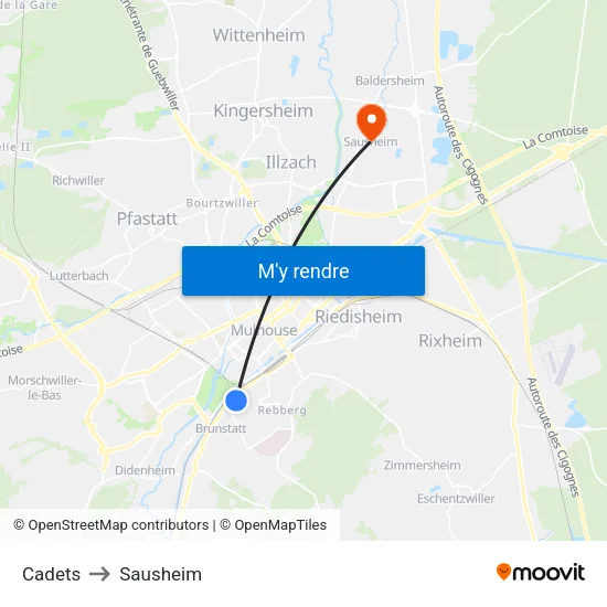 Cadets to Sausheim map