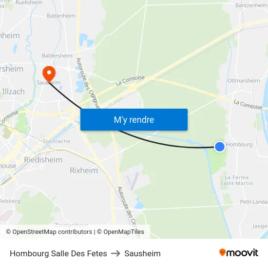 Hombourg Salle Des Fetes to Sausheim map