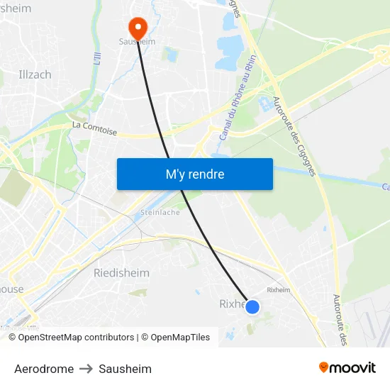 Aerodrome to Sausheim map