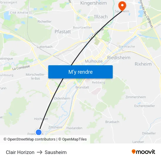 Clair Horizon to Sausheim map