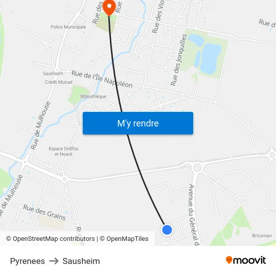 Pyrenees to Sausheim map