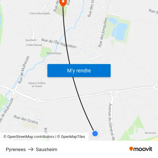 Pyrenees to Sausheim map