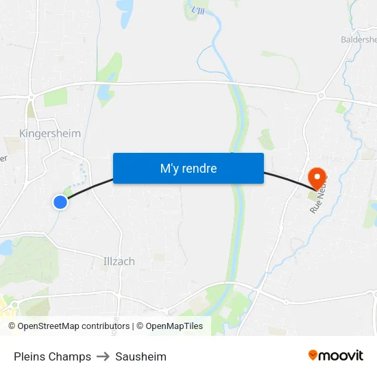 Pleins Champs to Sausheim map