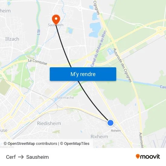 Cerf to Sausheim map