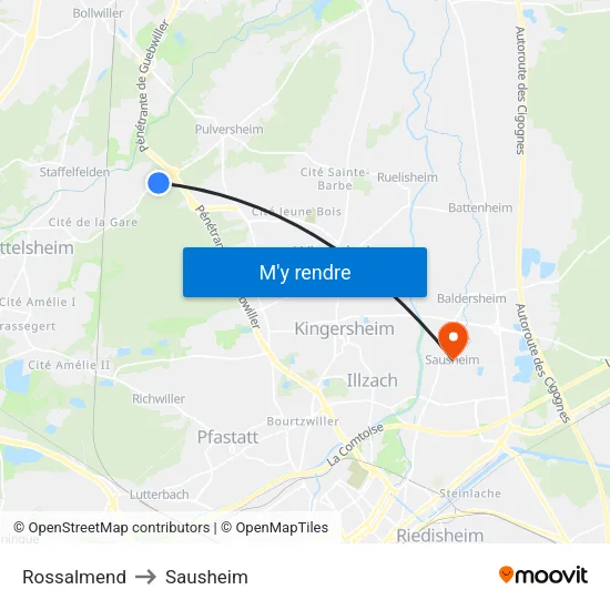 Rossalmend to Sausheim map