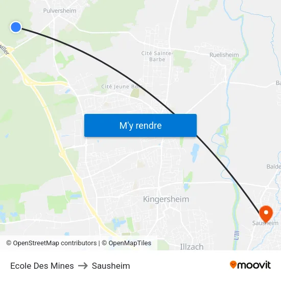 Ecole Des Mines to Sausheim map
