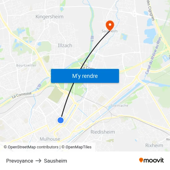 Prevoyance to Sausheim map