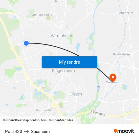 Pole 430 to Sausheim map