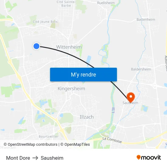 Mont Dore to Sausheim map