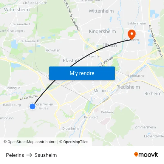 Pelerins to Sausheim map