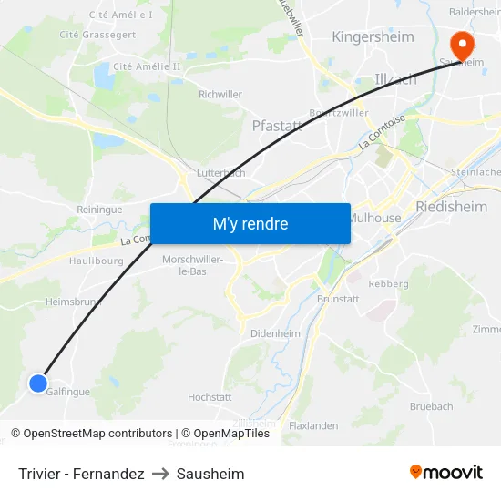Trivier - Fernandez to Sausheim map