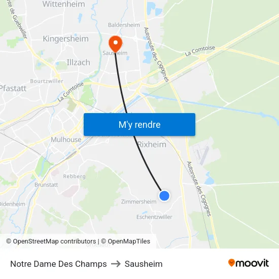 Notre Dame Des Champs to Sausheim map