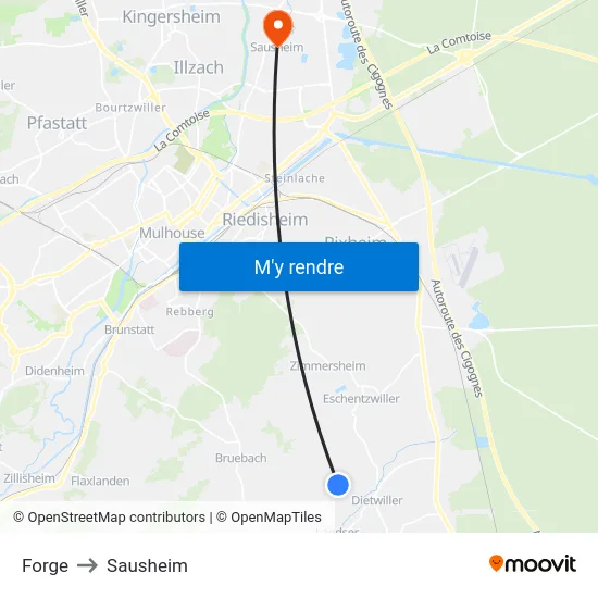 Forge to Sausheim map