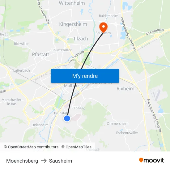 Moenchsberg to Sausheim map