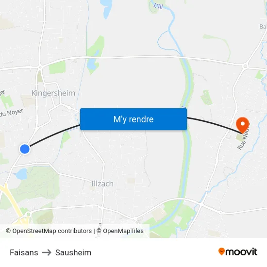 Faisans to Sausheim map