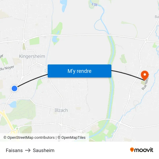 Faisans to Sausheim map