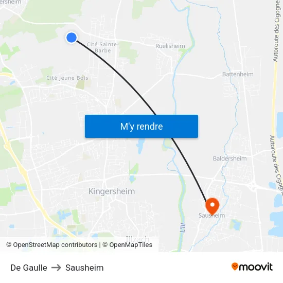 De Gaulle to Sausheim map