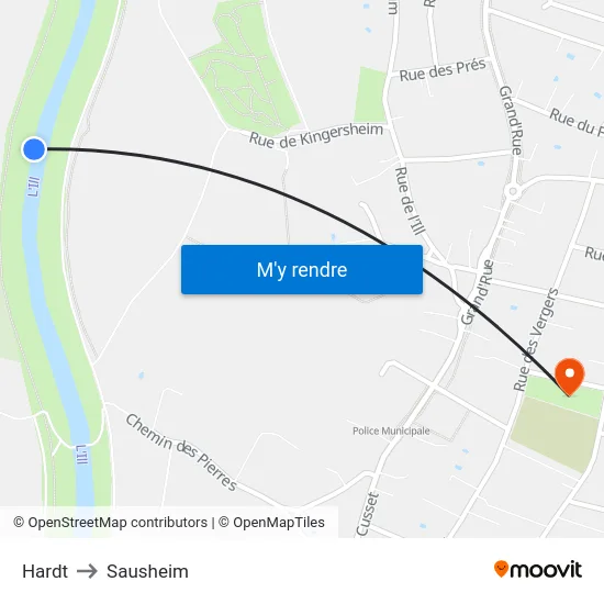 Hardt to Sausheim map