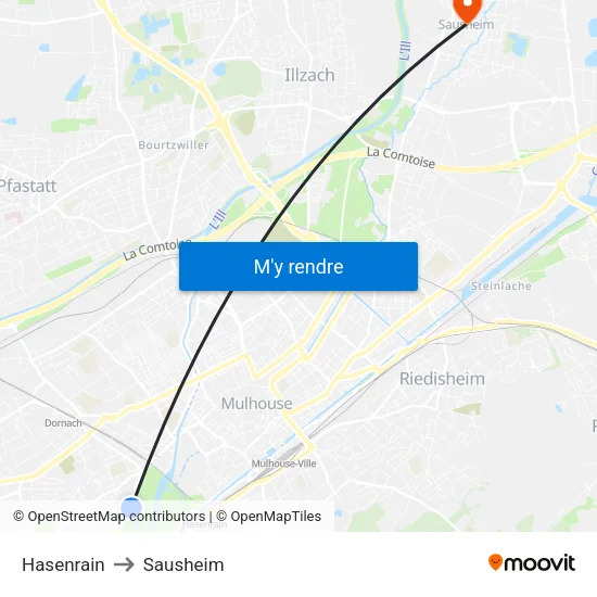 Hasenrain to Sausheim map