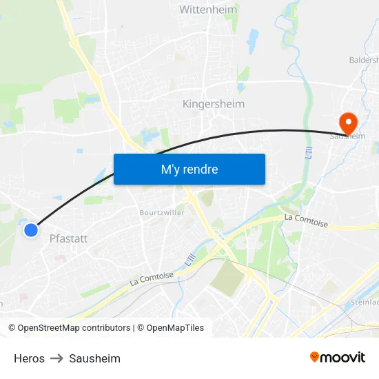 Heros to Sausheim map