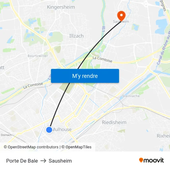 Porte De Bale to Sausheim map