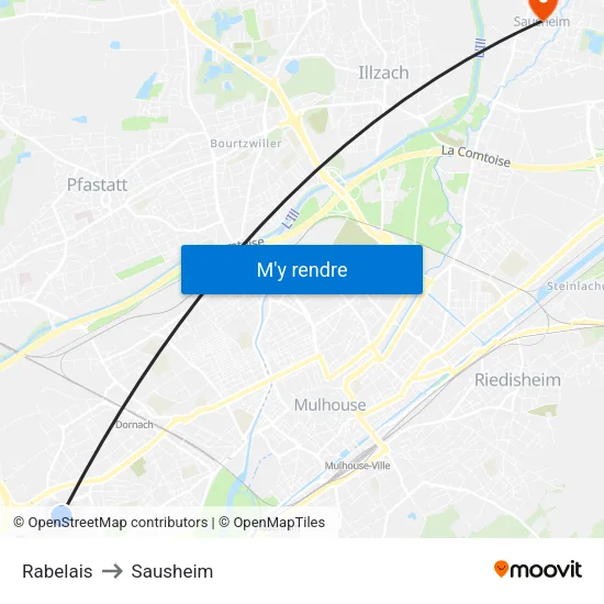 Rabelais to Sausheim map