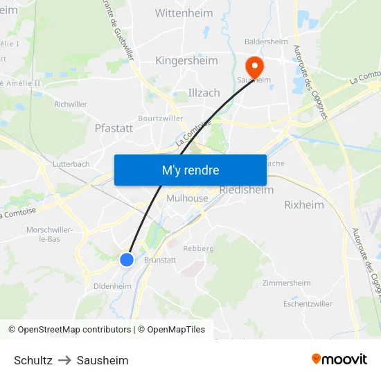 Schultz to Sausheim map