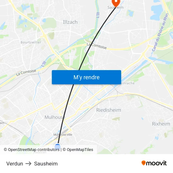 Verdun to Sausheim map