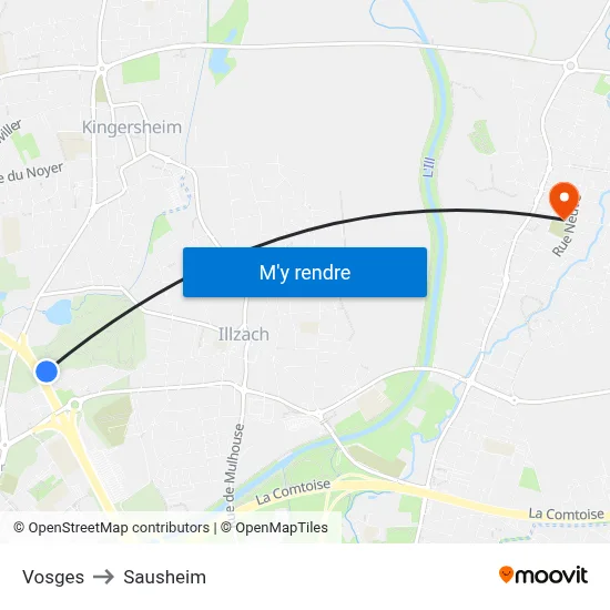 Vosges to Sausheim map