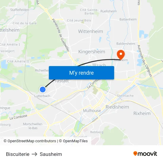 Biscuiterie to Sausheim map