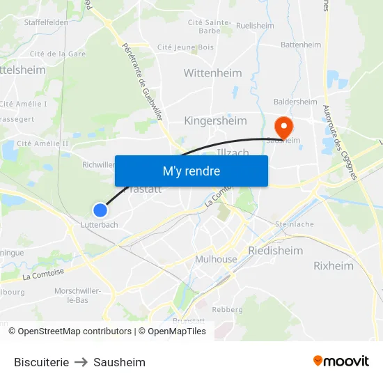 Biscuiterie to Sausheim map