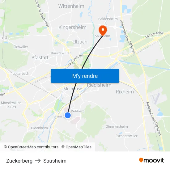Zuckerberg to Sausheim map