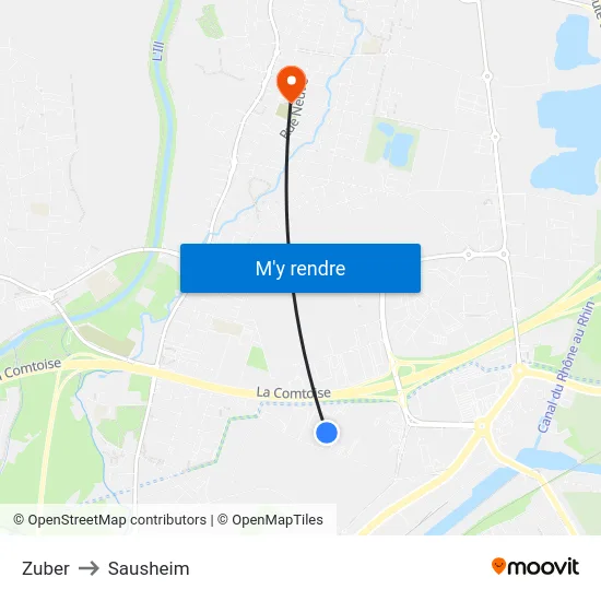 Zuber to Sausheim map