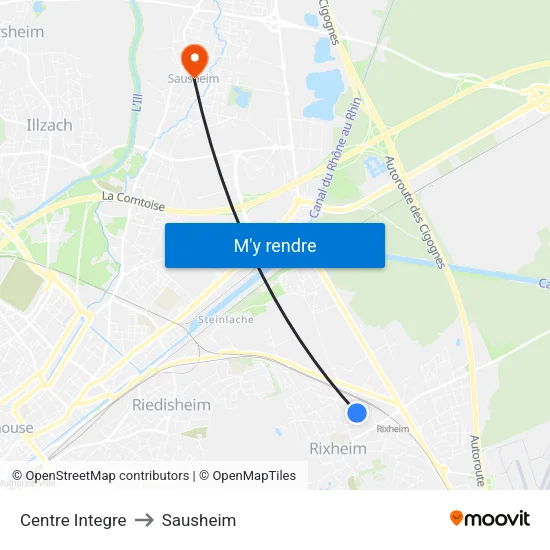 Centre Integre to Sausheim map
