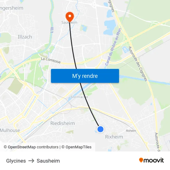 Glycines to Sausheim map