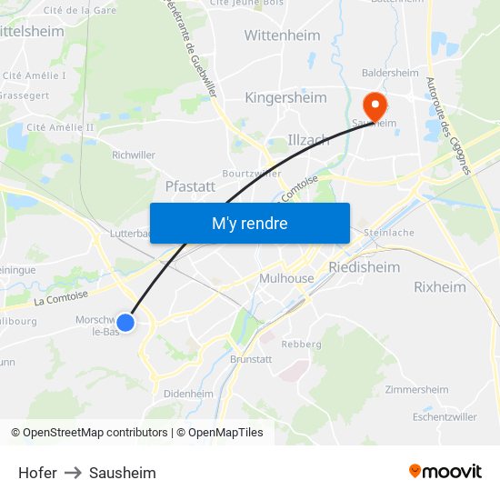 Hofer to Sausheim map